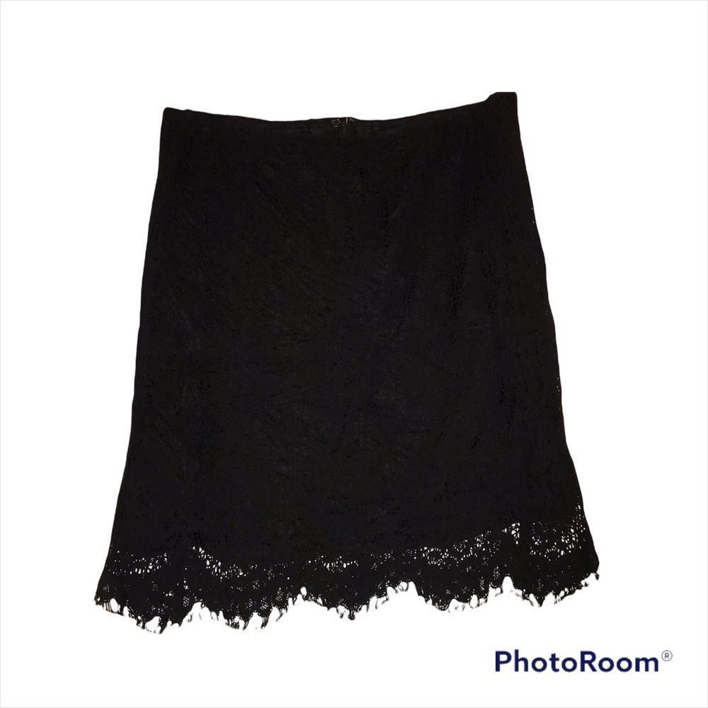 CACHE black lace pencil skirt back zipper size 8 vintage
